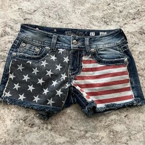 Miss Me shorts rocker American flag size 27 jean red white blue stars stripes